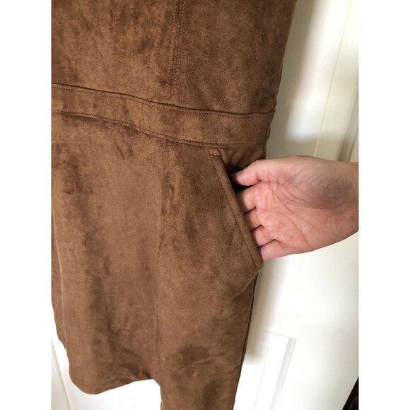 Abercrombie & Fitch | Faux Suede Pinafore Mini Dress Womens XS Fall Preppy - Picture 5 of 10